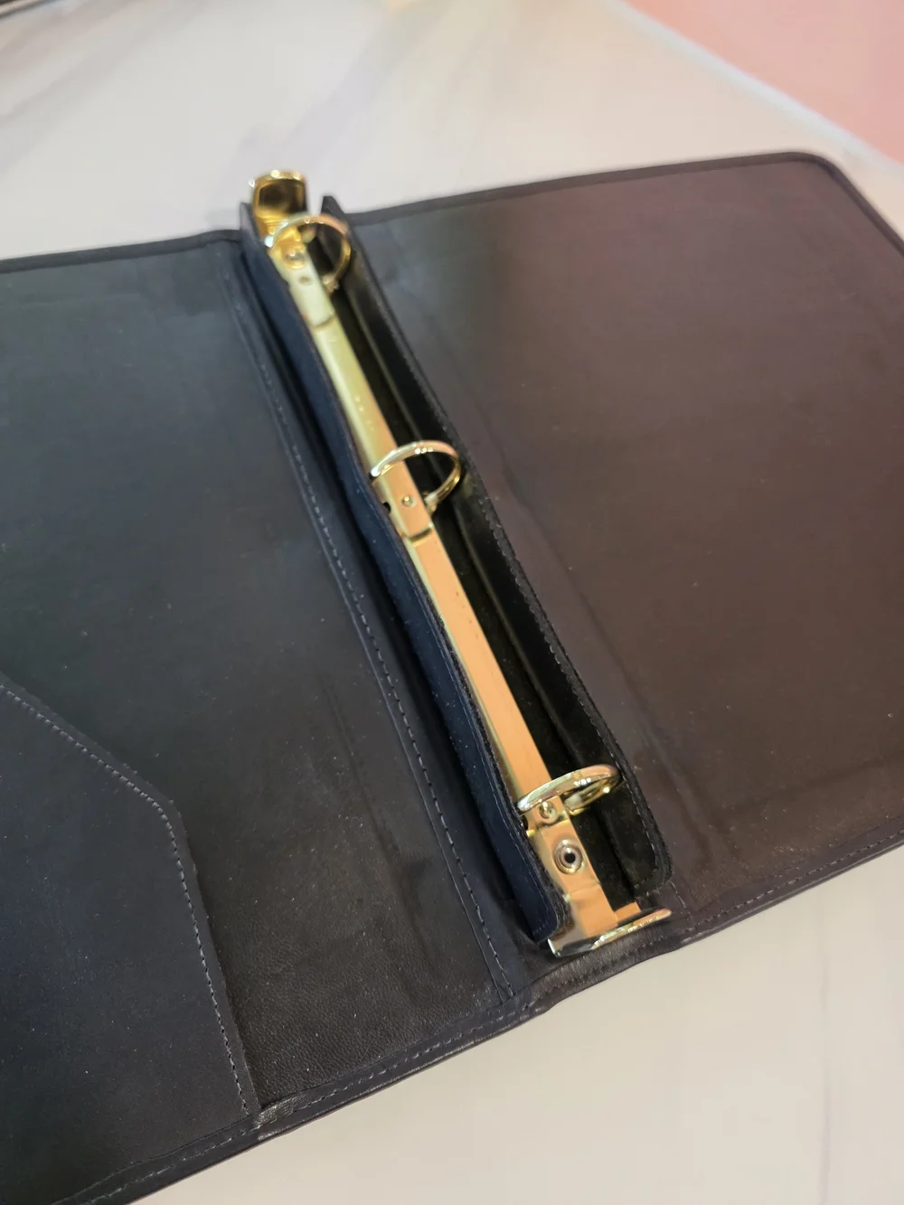 Bosca Black Leather Binder Folio